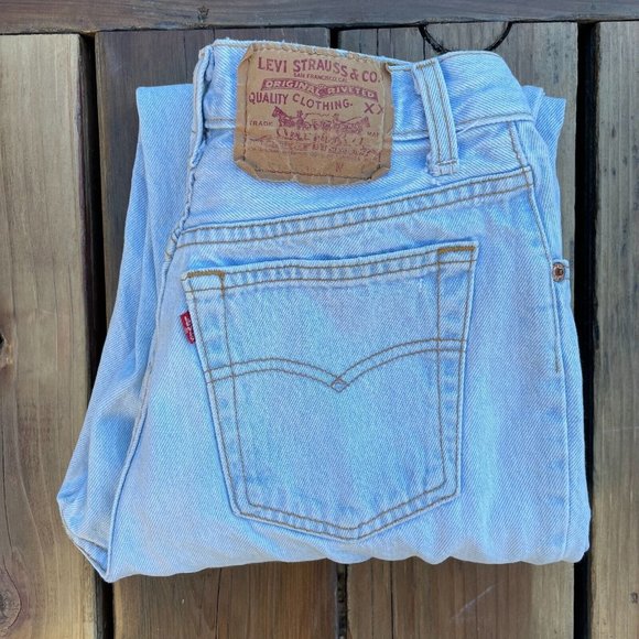 Vtg 1991 Levis 17501 501 Jeans 7 (28x30) Blue Button Fly USA Made Mom Tapered - Picture 1 of 8